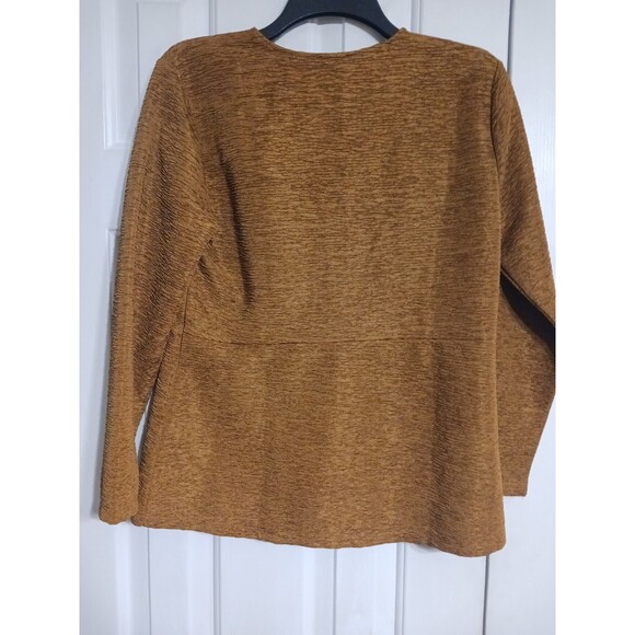 Women's Ann Taylor Factory 3/4 Sleeve Golden Brown Crinkle Top Size M - Picture 6 of 7